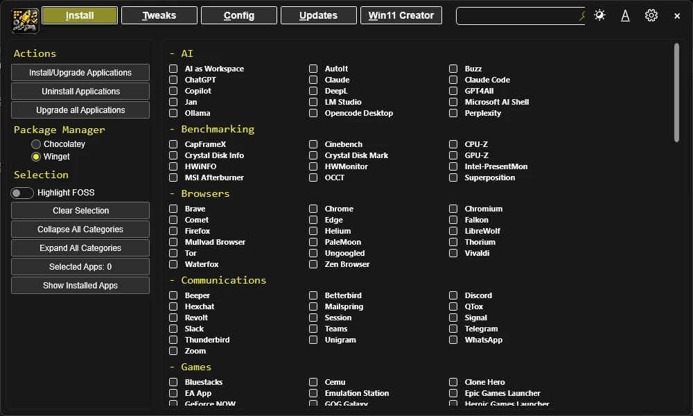 Essentials Applications Interface